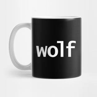 Wolf Minimal Typography White Text Mug